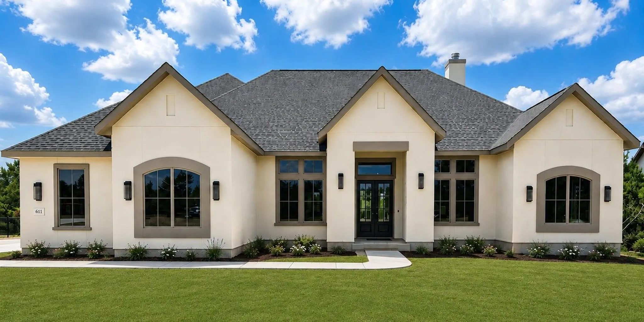 Builder and couple discussing a Texas Hill Country custom home floor plan