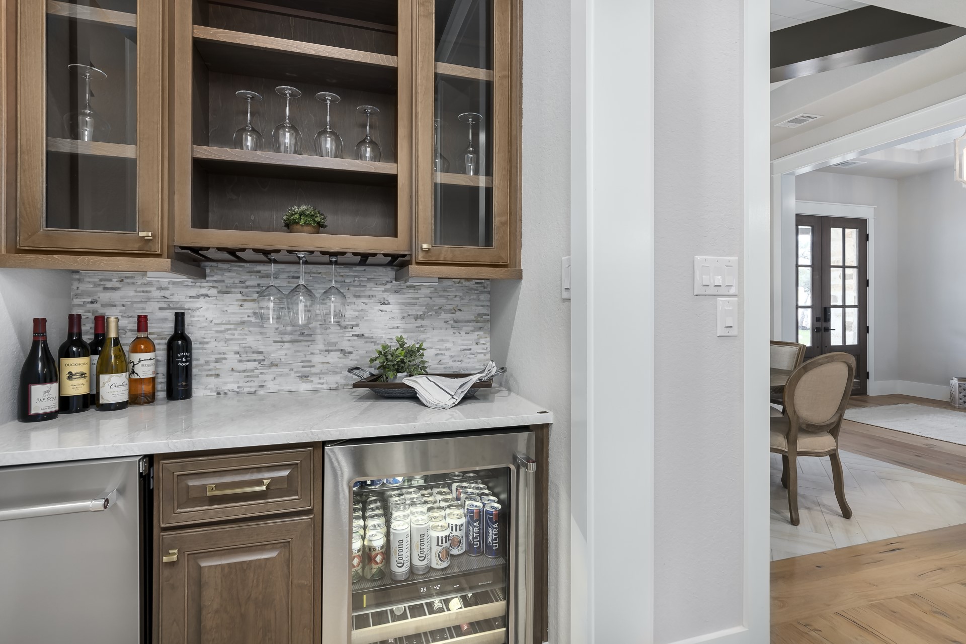 A front view of the Bar Nook kitchen area within the Belle Oaks custom floor plan from JLP Builders