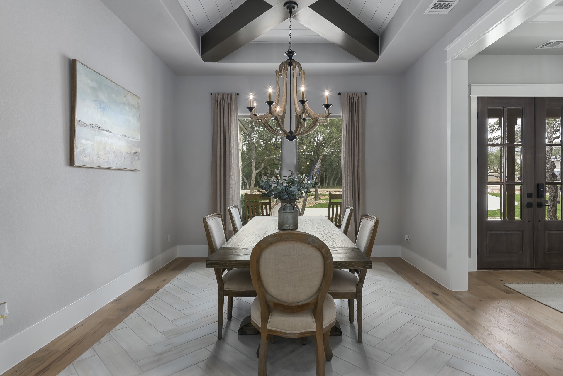 A front view of the dining room within the Belle Oaks custom floor plan from JLP Builders
