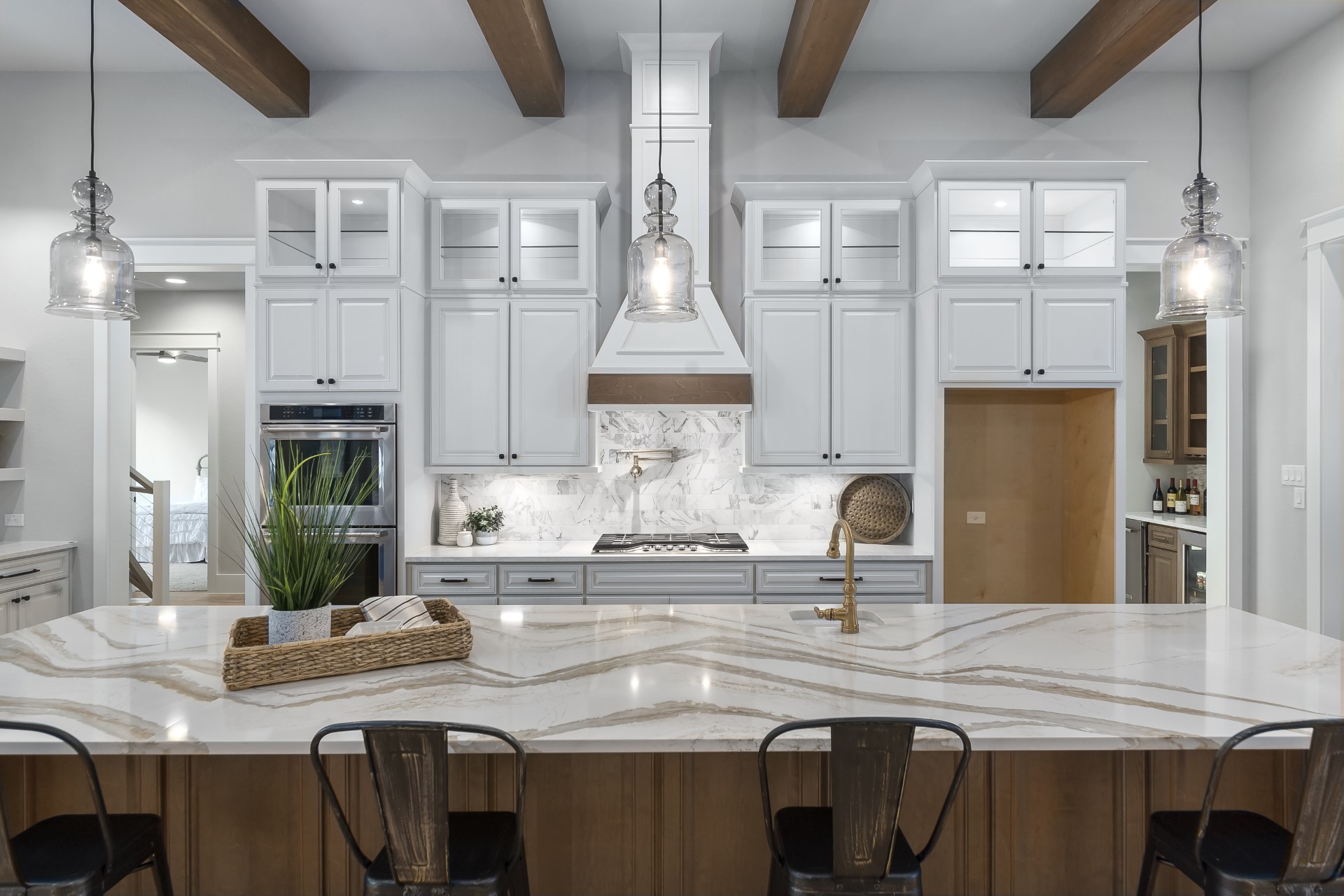 A front view of the kitchen at a closer look within the Belle Oaks custom floor plan from JLP Builders