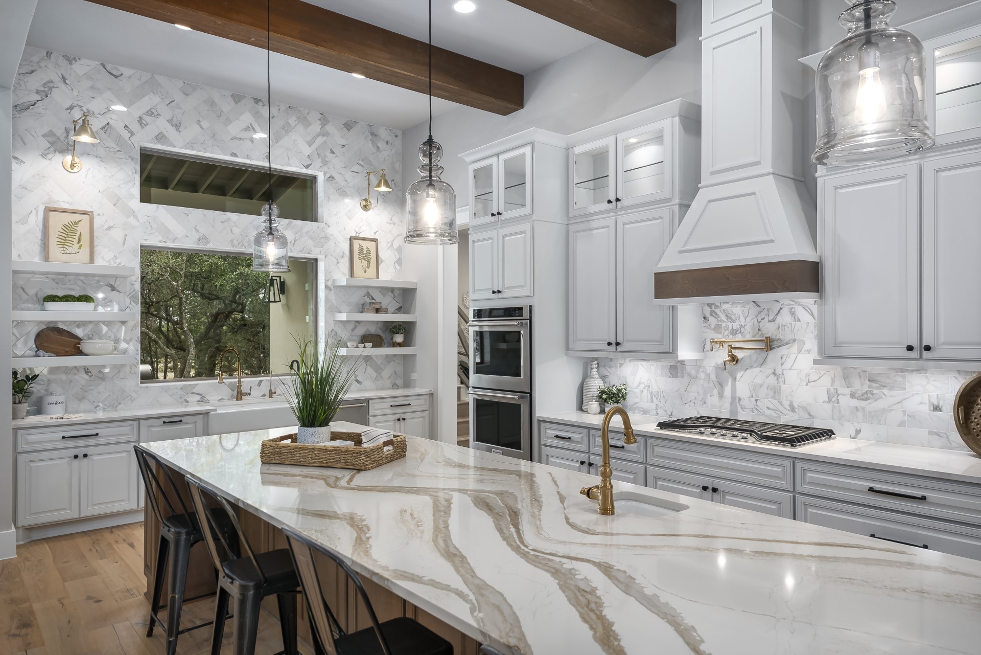 A side view of the kitchen living area within the Belle Oaks custom floor plan from JLP Builders