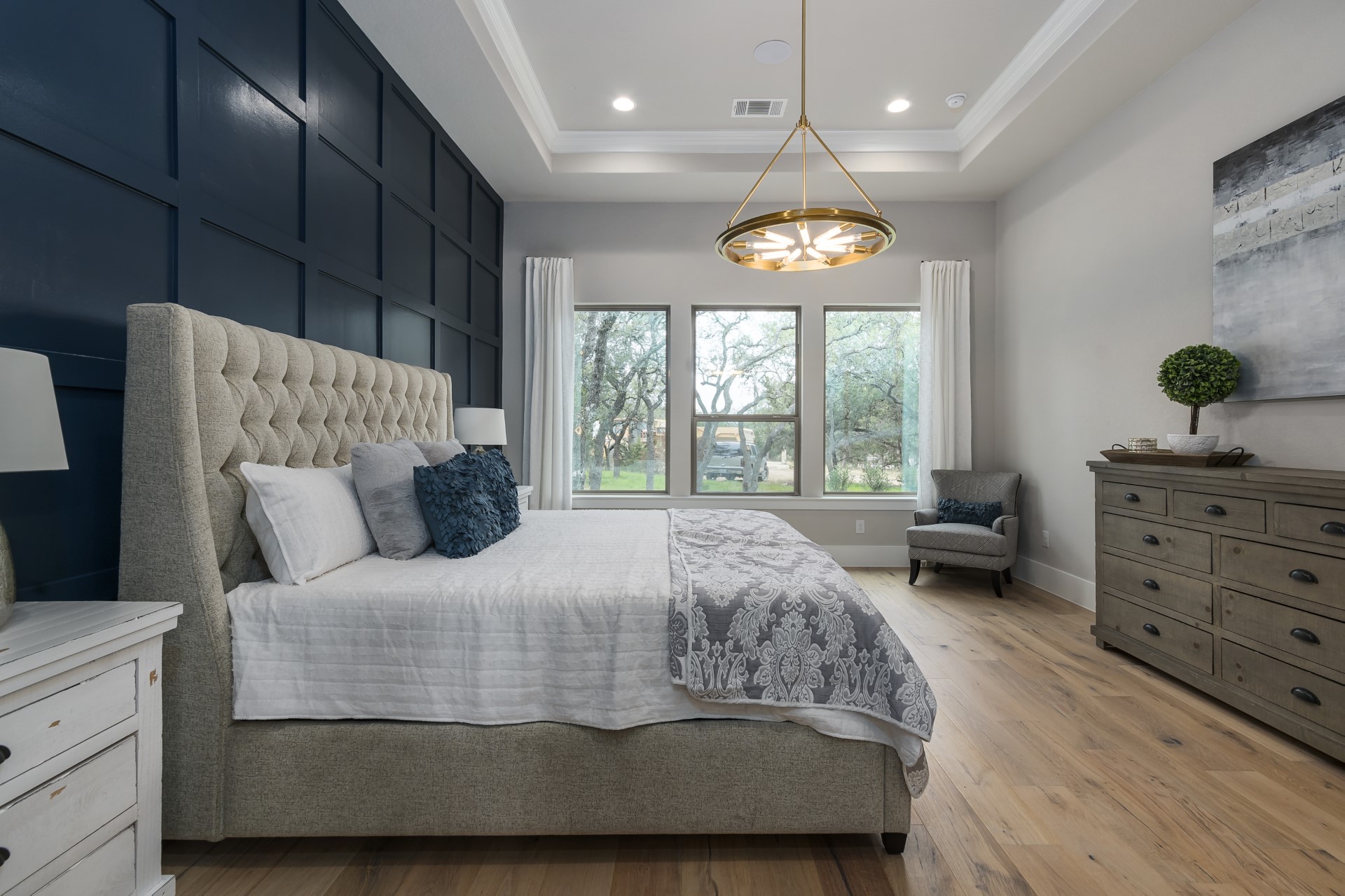 A side view of the master bedroom within the Belle Oaks custom floor plan from JLP Builders