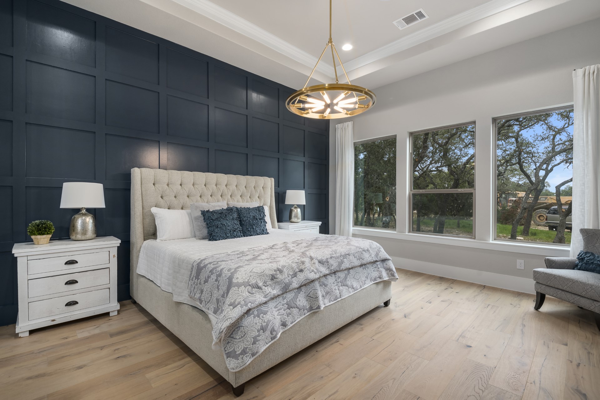 A front view of the master bedroom within the Belle Oaks custom floor plan from JLP Builders