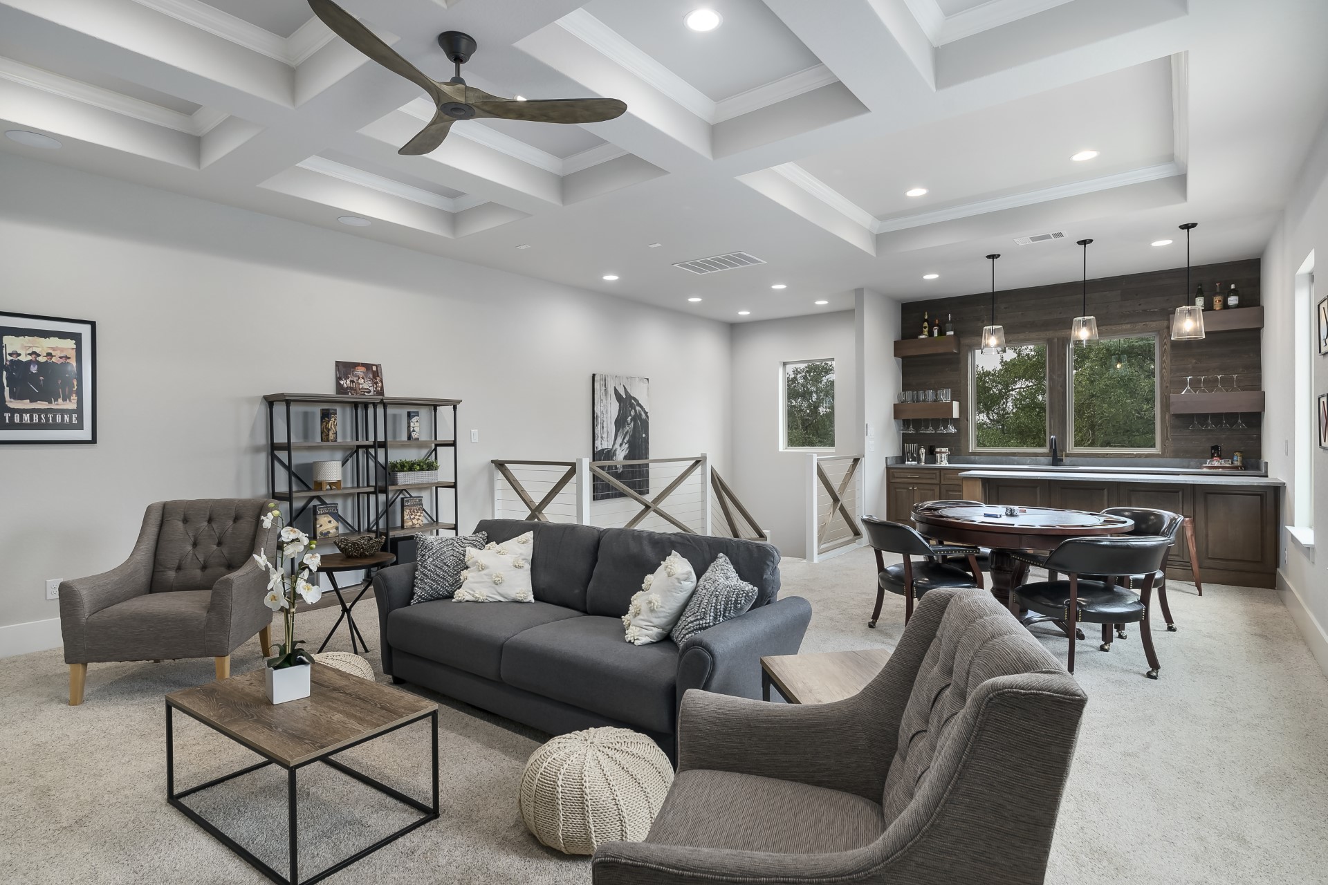 A full view of the upstairs den within the Belle Oaks custom floor plan from JLP Builders